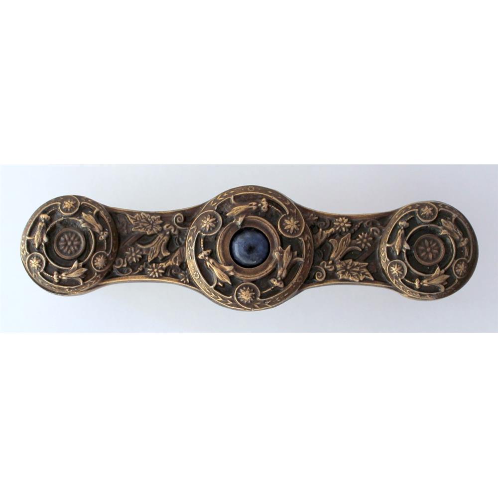 Notting Hill NHP-661-AB-BS Jeweled Lily Pull Antique Brass/Blue Sodalite natural stone